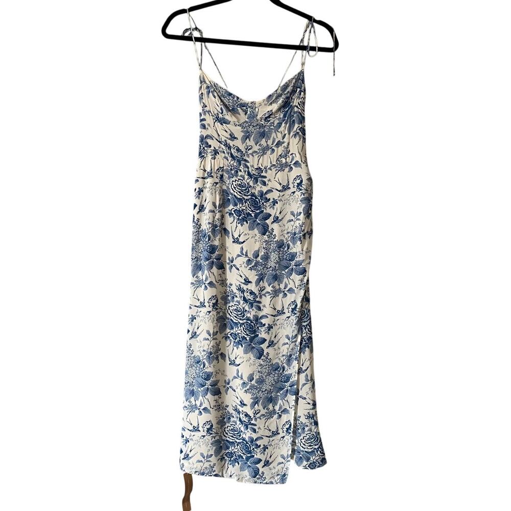 NWT Reformation Kourtney Midi Dress Pompadour Blue White Floral 4P Petite - Picture 4 of 9